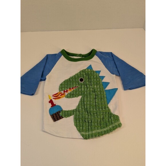 Mud Pie 12-18mth Green/Blue One First Birthday Dinosaur t-shirt - Picture 1 of 4